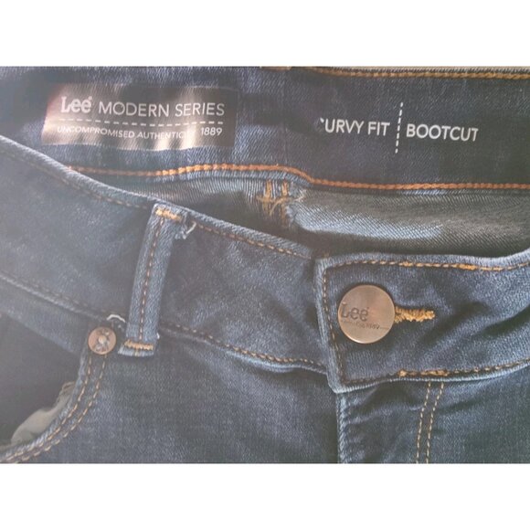 Lee Modern Series Curvy Bootcut Stretch Dark Wash Flap-Back Pockets Mid Rise 30 - Picture 5 of 5